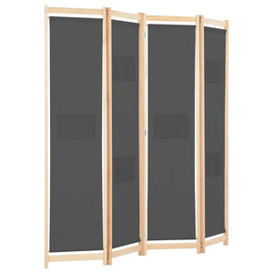 vidaXL 4-Panel Room Divider Grey 160 x 170 x 4 cm Fabric