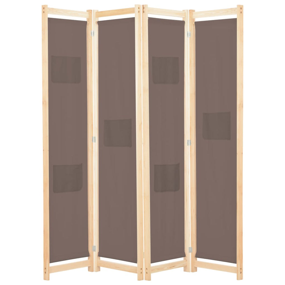 vidaXL 4-Panel Room Divider Brown 160 x 170 x 4 cm Fabric