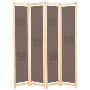 vidaXL 4-Panel Room Divider Brown 160 x 170 x 4 cm Fabric