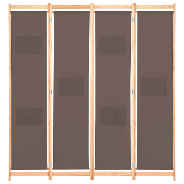 vidaXL 4-Panel Room Divider Brown 160 x 170 x 4 cm Fabric