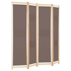 vidaXL 4-Panel Room Divider Brown 160 x 170 x 4 cm Fabric
