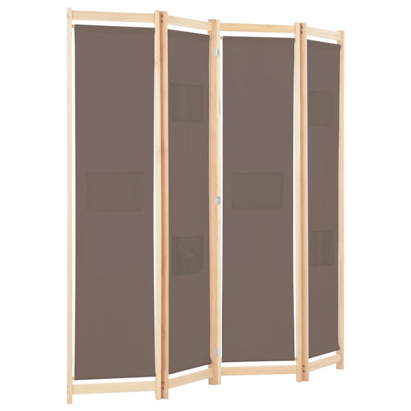 vidaXL 4-Panel Room Divider Brown 160 x 170 x 4 cm Fabric