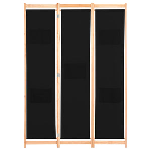 vidaXL 3-Panel Room Divider Black 120 x 170 x 4 cm Fabric