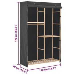 vidaXL 3-Tier Wardrobe Grey 110 x 40 x 170 cm Fabric