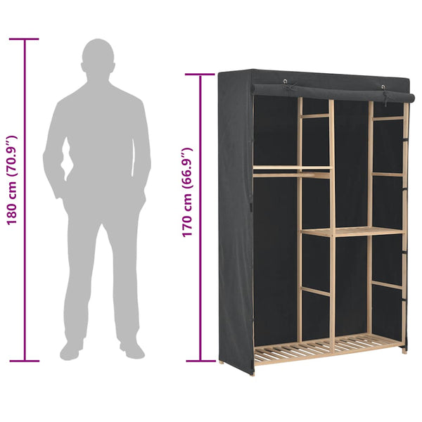 vidaXL 3-Tier Wardrobe Grey 110 x 40 x 170 cm Fabric