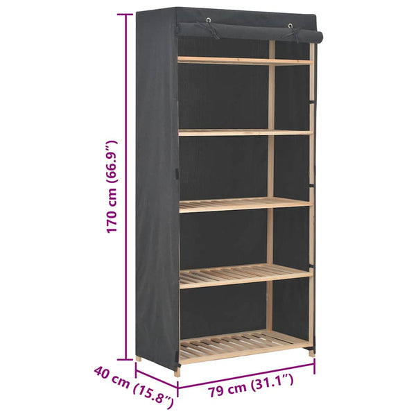vidaXL Wardrobe Grey 79 x 40 x 170 cm Fabric