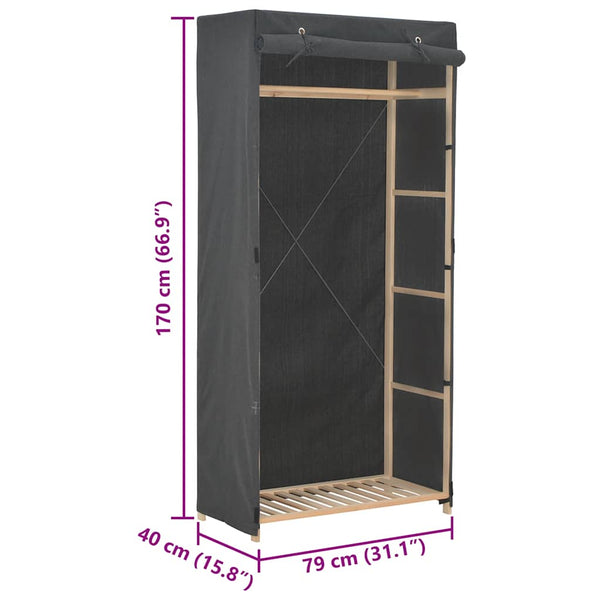 vidaXL Wardrobe Grey 79 x 40 x 170 cm Fabric