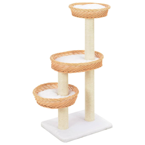 vidaXL Cat Scratching Post Sisal Natural Willow Wood