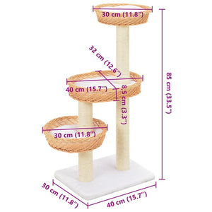 vidaXL Cat Scratching Post Sisal Natural Willow Wood