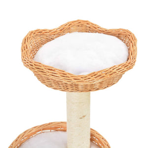 vidaXL Cat Scratching Post Sisal Natural Willow Wood