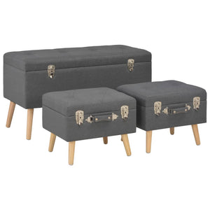 vidaXL Storage Stools 3 pcs Dark Grey Fabric