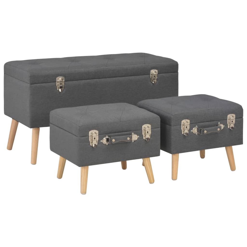 vidaXL Storage Stools 3 pcs Dark Grey Fabric