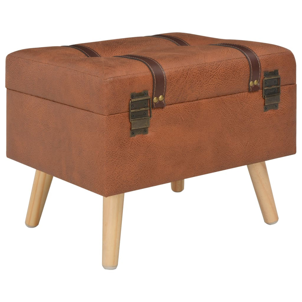 vidaXL Ottoman with Storage 40 cm Light Brown Faux Leather