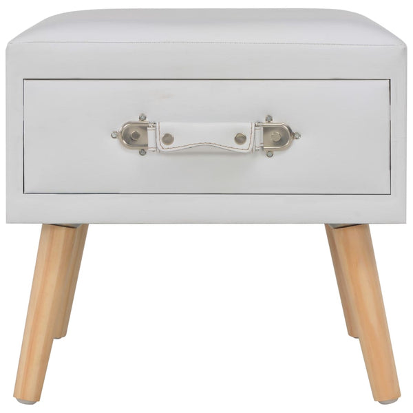 vidaXL Bedside Table White 40x35x40 Faux Leather