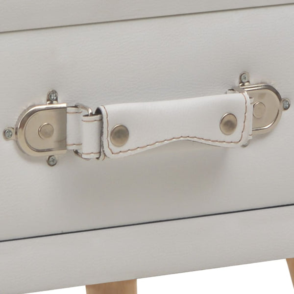 vidaXL Bedside Table White 40x35x40 Faux Leather