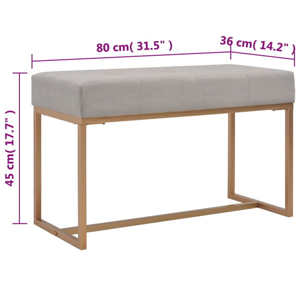 vidaXL Bench 80 cm Grey Velvet