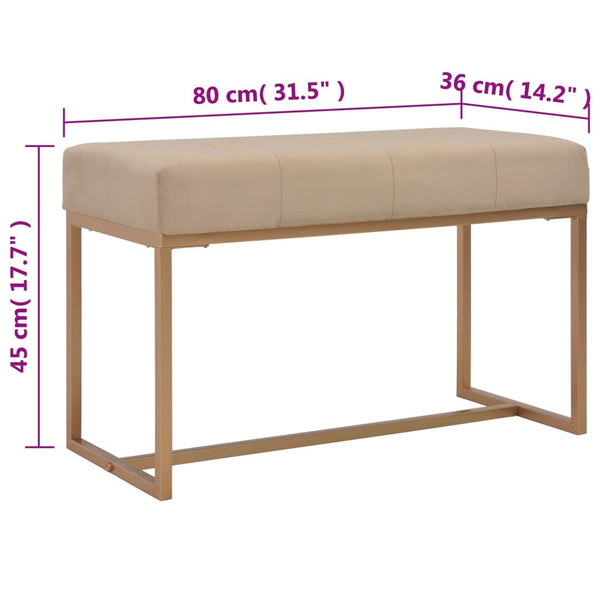vidaXL Bench 80 cm Beige Velvet