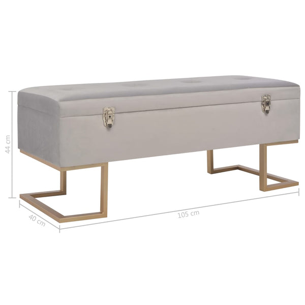 vidaXL Storage Bench 105 cm Grey Velvet