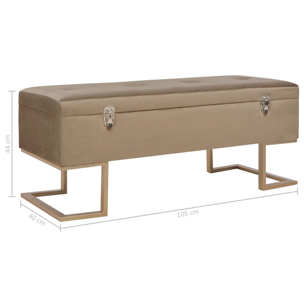 vidaXL Storage Bench 105 cm Beige Velvet