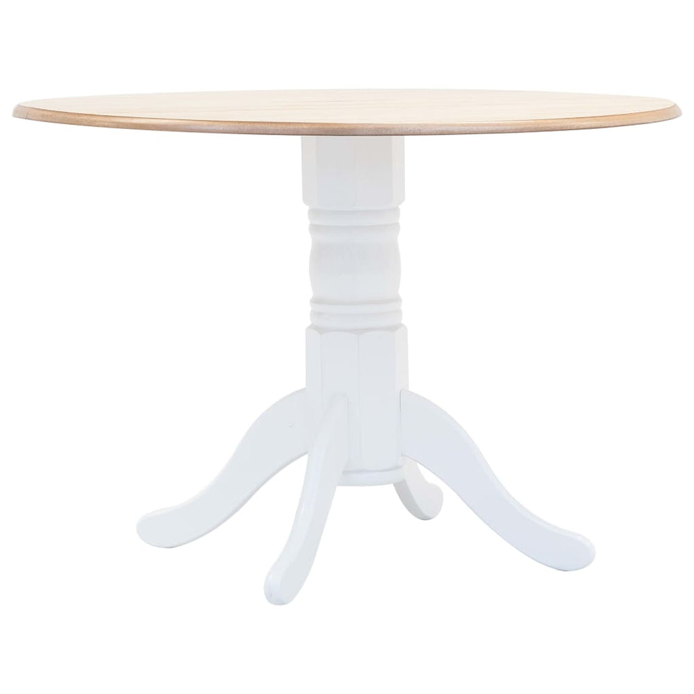 vidaXL Dining Table White and Brown 106 cm Solid Rubberwood