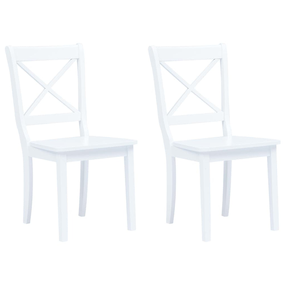 vidaXL Dining Chairs 2 pcs. White Solid Rubberwood