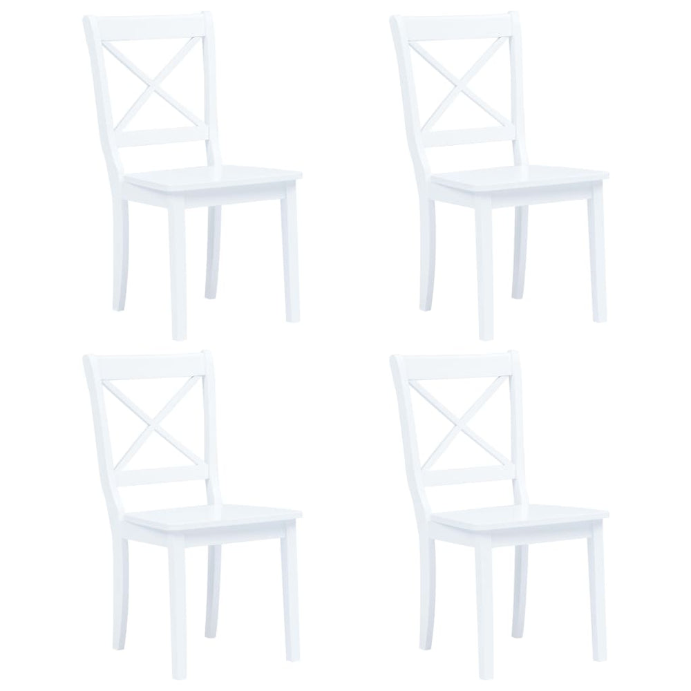 vidaXL Dining Chairs 4 pcs. White Solid Rubberwood