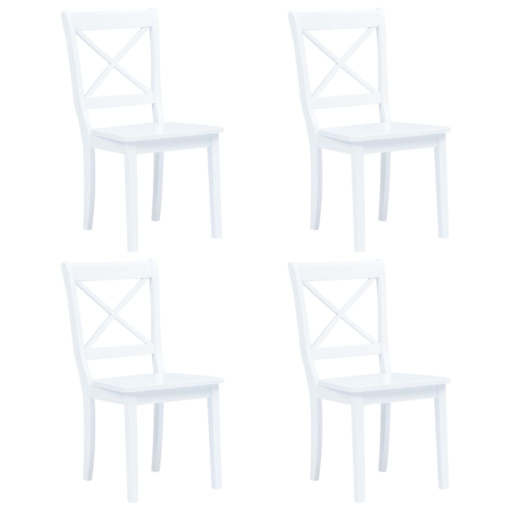 vidaXL Dining Chairs 4 pcs. White Solid Rubberwood