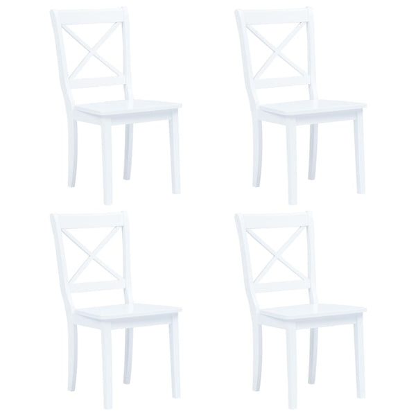 vidaXL Dining Chairs 4 pcs. White Solid Rubberwood