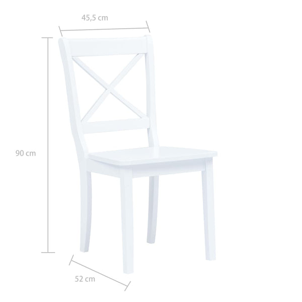 vidaXL Dining Chairs 4 pcs. White Solid Rubberwood