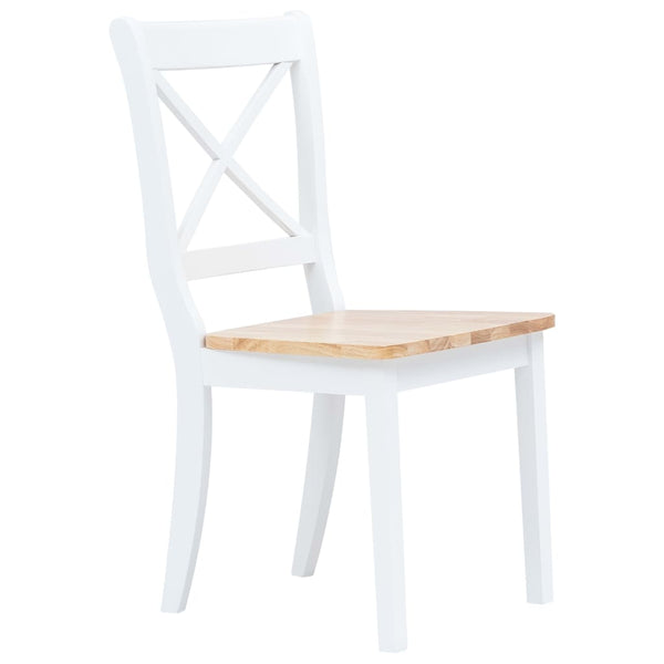 vidaXL Dining Chairs 2 pcs White Light Wood Solid Rubberwood