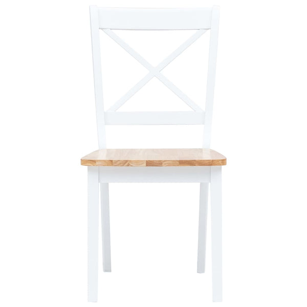 vidaXL Dining Chairs 2 pcs White Light Wood Solid Rubberwood