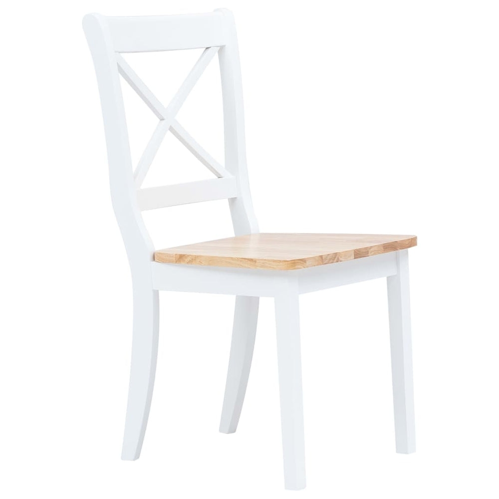 vidaXL Dining Chairs 4 pcs White Light Wood Solid Rubberwood