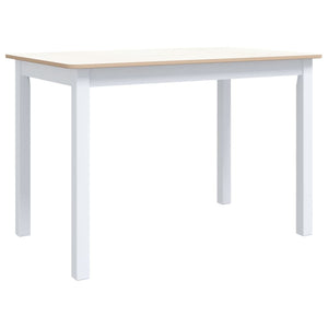 vidaXL Dining Table White and Brown 114x71x75 cm Solid Rubberwood