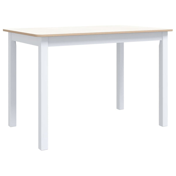 vidaXL Dining Table White and Brown 114x71x75 cm Solid Rubberwood