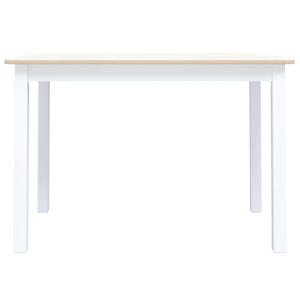 vidaXL Dining Table White and Brown 114x71x75 cm Solid Rubberwood