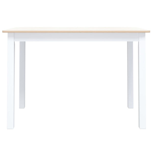 vidaXL Dining Table White and Brown 114x71x75 cm Solid Rubberwood