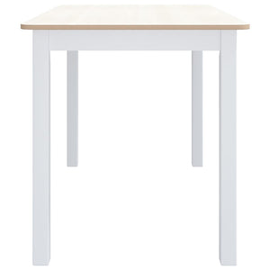 vidaXL Dining Table White and Brown 114x71x75 cm Solid Rubberwood