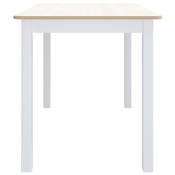 vidaXL Dining Table White and Brown 114x71x75 cm Solid Rubberwood