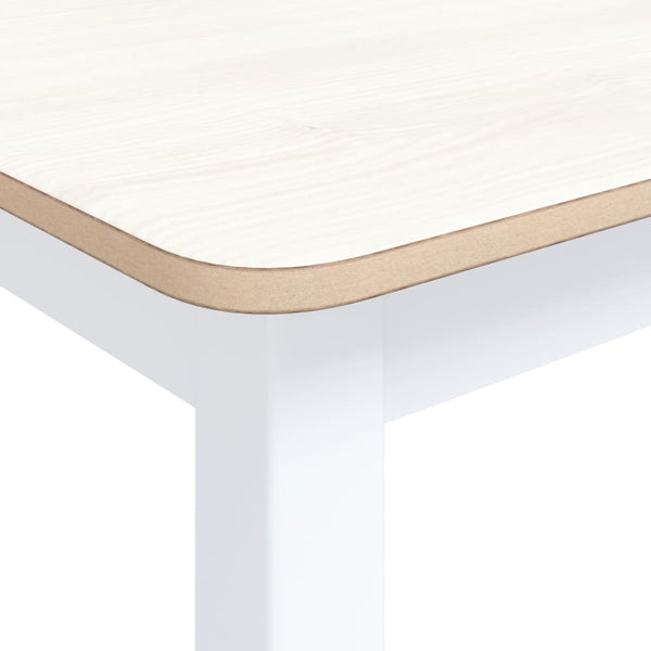 vidaXL Dining Table White and Brown 114x71x75 cm Solid Rubberwood