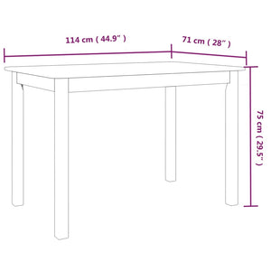 vidaXL Dining Table Black 114x71x75 cm Solid Rubberwood