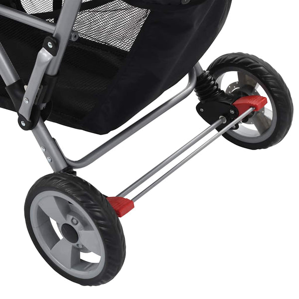 vidaXL Tandem Stroller Steel Pink and Black