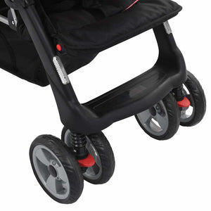 vidaXL Tandem Stroller Steel Pink and Black
