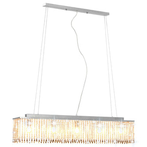 vidaXL Ceiling Lamp with Crystal Beads Silver 104 cm E14