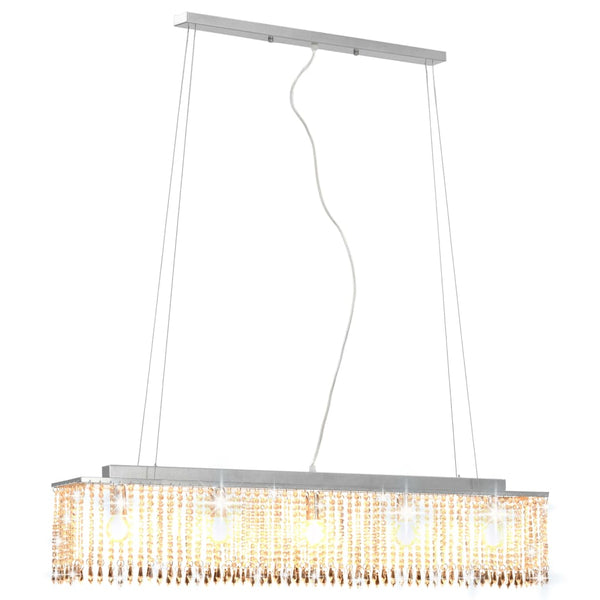 vidaXL Ceiling Lamp with Crystal Beads Silver 104 cm E14