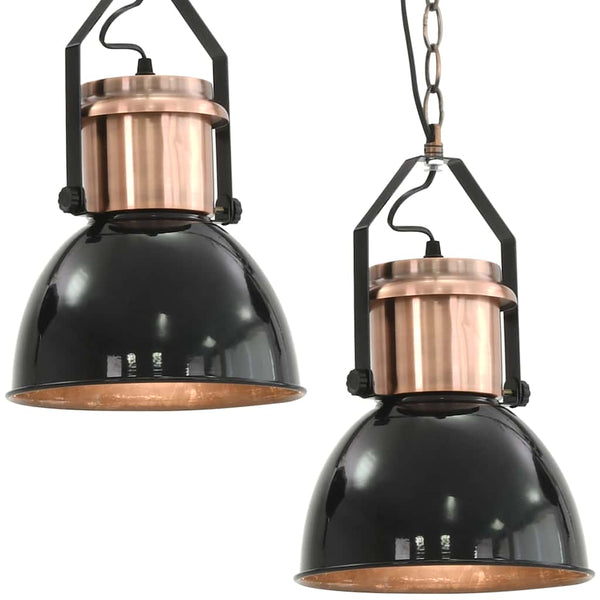 vidaXL Ceiling Lamp 2 pcs. Black Round E27