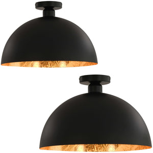 vidaXL Ceiling Lamps 2 pcs Black and Gold Hemispherical E27
