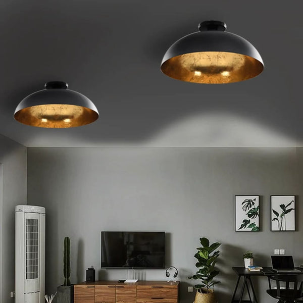 vidaXL Ceiling Lamps 2 pcs Black and Gold Hemispherical E27