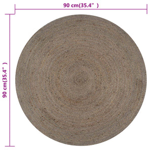 vidaXL Handmade Jute Round Rug 90 cm Grey