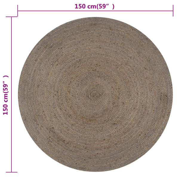 vidaXL Handmade Jute Rug Round 150 cm Grey