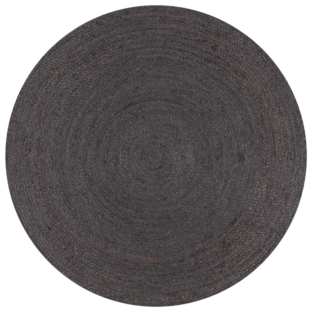 vidaXL Handmade Jute Round Rug 90 cm Dark Grey